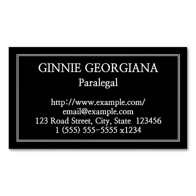 Carte de visite magnétique de paralégal simple (devant)