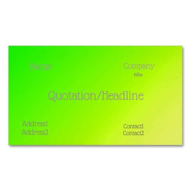 Carte De Visite Magnétique dégradé jaune-vert fluorescent (devant)