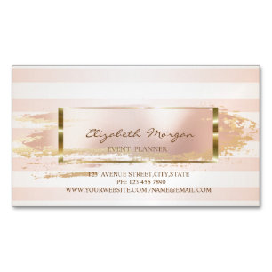 Carte De Visite Magnétique Design Moderne Striped, Brush Stroke, Gold Frame