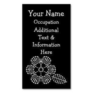 Carte De Visite Magnétique Diagramme de crochet de fleur et de feuille (noir