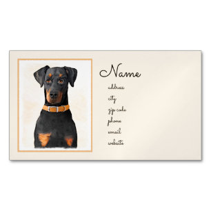 Carte De Visite Magnétique Doberman Pinscher Peinture non découpée Art origin