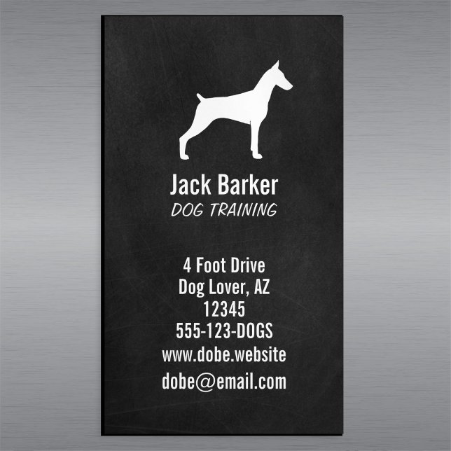 Carte De Visite Magnétique Doberman Pinscher Silhouette | Race de chien verti (Créateur téléchargé)