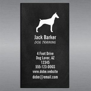 Carte De Visite Magnétique Doberman Pinscher Silhouette  Race de chien vertic