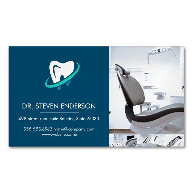 Carte De Visite Magnétique Docteur | Directeur du bureau dentaire (devant)