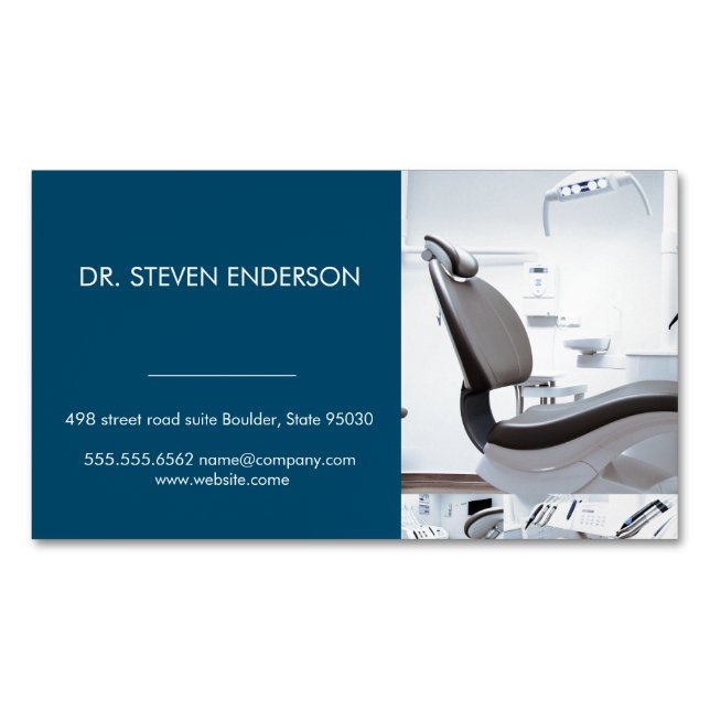 Carte De Visite Magnétique Docteur | Directeur du bureau dentaire (devant)