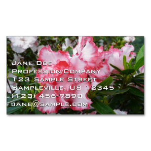 Carte De Visite Magnétique Double rouge et blanc Azaleas printemps floral