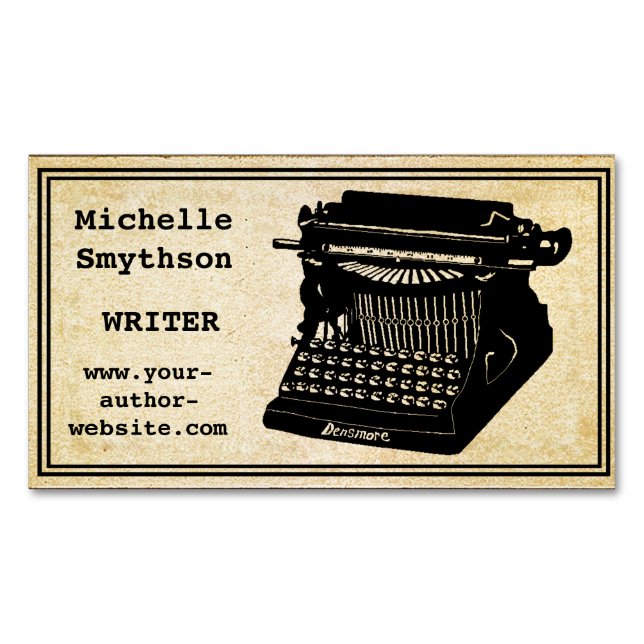 Carte De Visite Magnétique Écrivain d'antiquité Nom et site Web (devant)