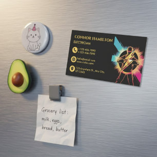 Carte De Visite Magnétique Électricien Moderne Tendance Cool Foudre