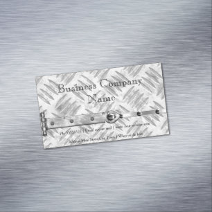 Carte De Visite Magnétique Elégant Business Argent Metal Studs Latch look 3