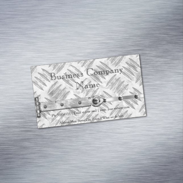 Carte De Visite Magnétique Elégant Business Argent Metal Studs Latch look 3 (In Situ)