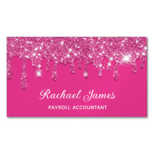 Carte De Visite Magnétique Élégant Faux Rose Chaud parties scintillant Drives