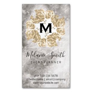 Carte De Visite Magnétique Élégant marbre à disposition de fleurs