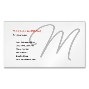 Carte De Visite Magnétique Élégant Monogramme Moderne minimaliste Plain