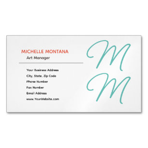 Carte De Visite Magnétique Élégant Monogramme Moderne minimaliste Plain