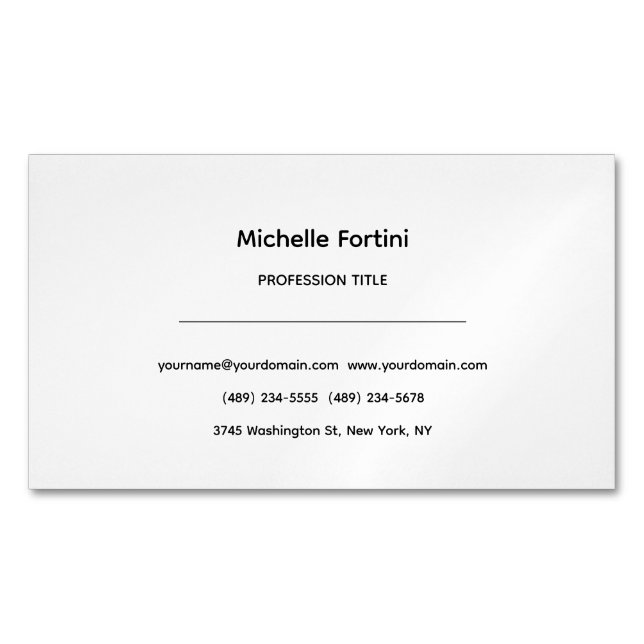 Carte De Visite Magnétique Elegant Plaiin Simple Minimalist (devant)