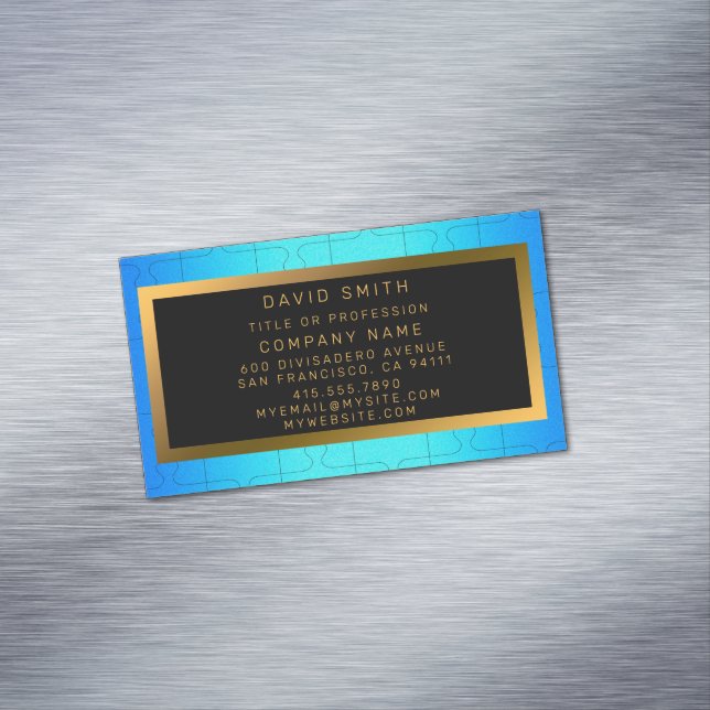 Carte De Visite Magnétique Élégant Royal Blue Metal (In Situ)