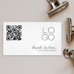 CARTE DE VISITE MAGNÉTIQUE ÉLÉGANT SCRIPT MINIMAL QR CODE MARQUE D'AFFAIRES