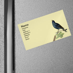 Carte De Visite Magnétique Elégant Vintage noir Oiseau jaune