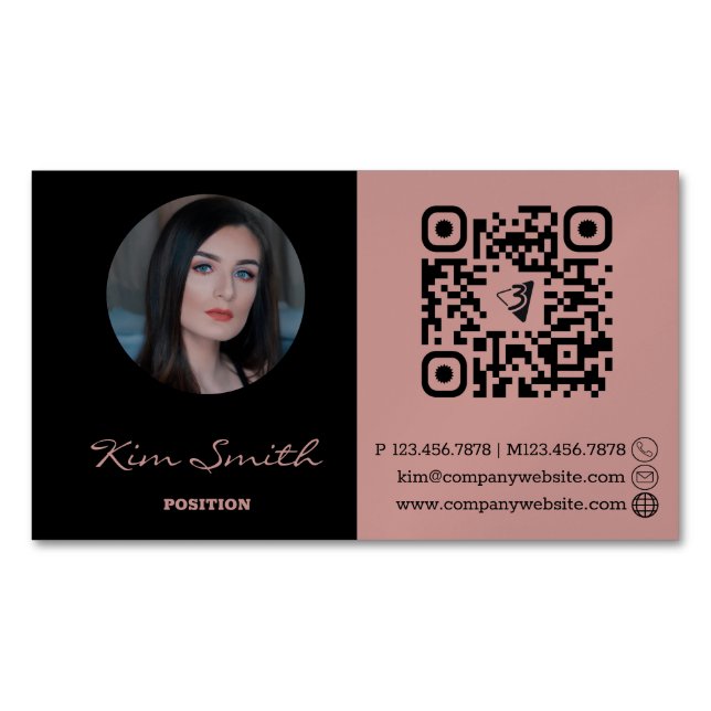 Carte De Visite Magnétique Elégante liste professionnelle des cheveux Code QR (devant)