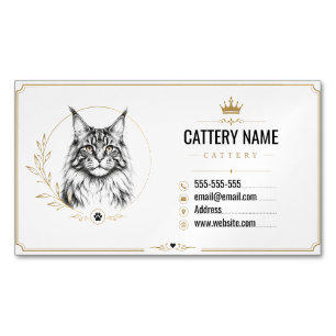 Carte De Visite Magnétique Élevage moderne et personnalisé de Maine Coon