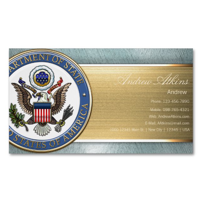 Carte De Visite Magnétique Emblème du département d'État (DoS) des États-Unis (devant)
