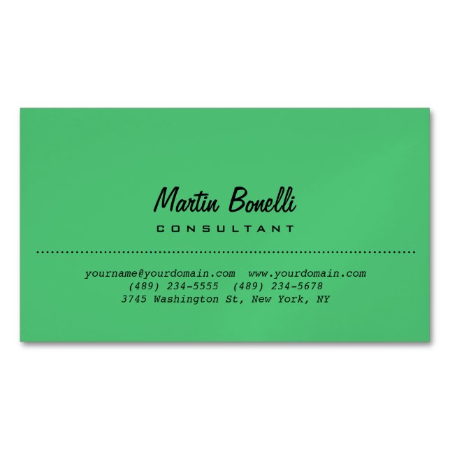 Carte De Visite Magnétique Emerald Green Plain Calligraphie Nom Personnalisé (devant)
