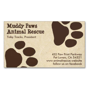 Carte De Visite Magnétique Empreintes de Patte de Chien - Services pour Anima