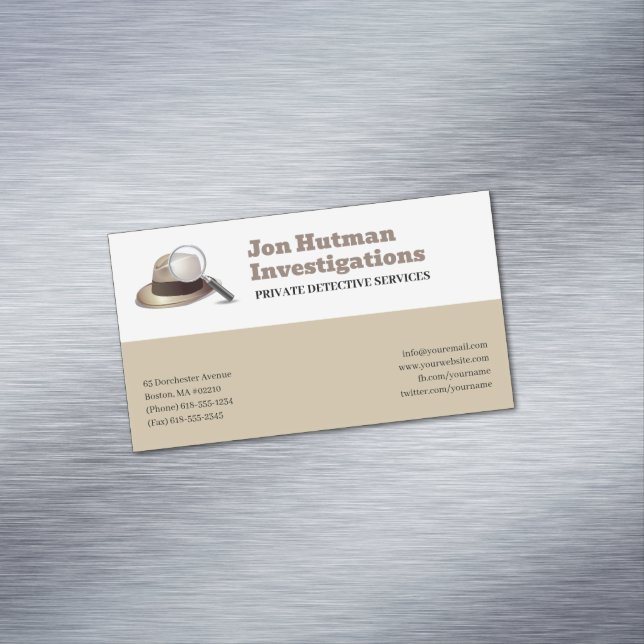 Carte De Visite Magnétique Enquête privée | Inspecteur professionnel (In Situ)