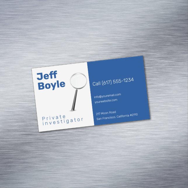 Carte De Visite Magnétique Enquêteur privé | Inspecteur professionnel bleu (In Situ)