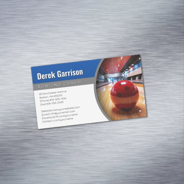 Carte De Visite Magnétique Entraîneur de Bowling | Offre Sport Parfaite (In Situ)