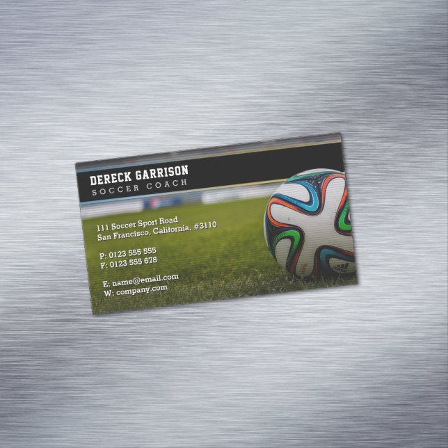 Carte De Visite Magnétique Entraîneur de football | Instructeur professionnel (In Situ)