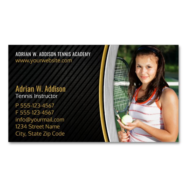 Carte De Visite Magnétique Entraîneur de tennis personnel d'instructeur de (devant)