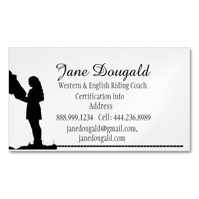 Carte De Visite Magnétique Entraîneur instructeur d'équitation sur mesure (devant)