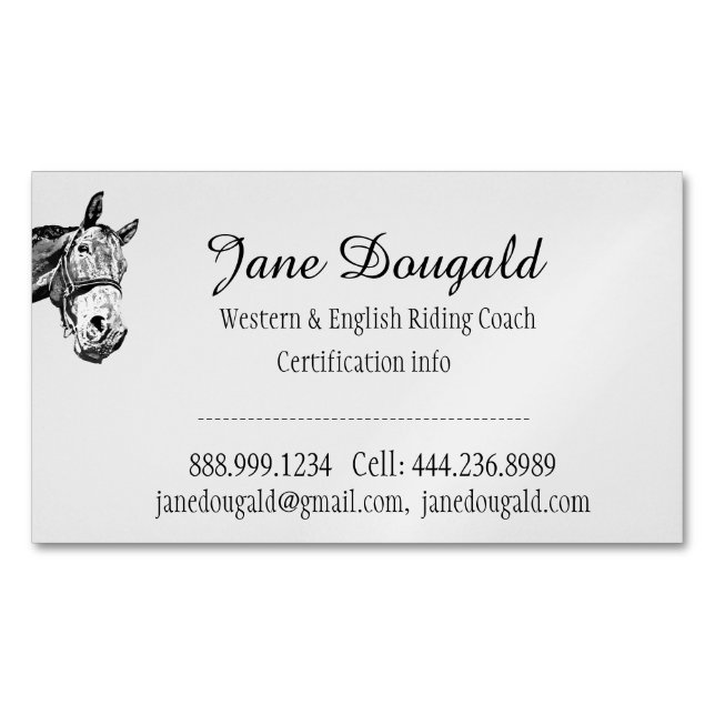 Carte De Visite Magnétique Entraîneur instructeur d'équitation sur mesure (devant)