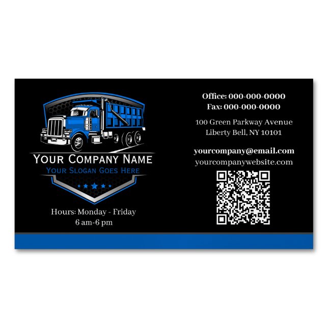 Carte De Visite Magnétique Entreprise de camionnage professionnel Code QR (devant)