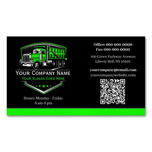 Carte De Visite Magnétique Entreprise de camionnage professionnel Code QR (devant)