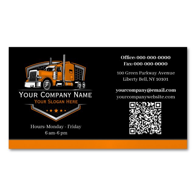 Carte De Visite Magnétique Entreprise de camionnage professionnel Code QR (devant)