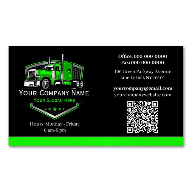 Carte De Visite Magnétique Entreprise de camionnage professionnel Code QR (devant)
