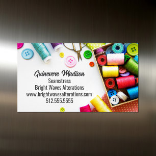 Carte De Visite Magnétique Entreprise de couturière au fil coloré 