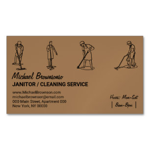 Carte De Visite Magnétique Entreprise de nettoyage de maisons brunes hommes d