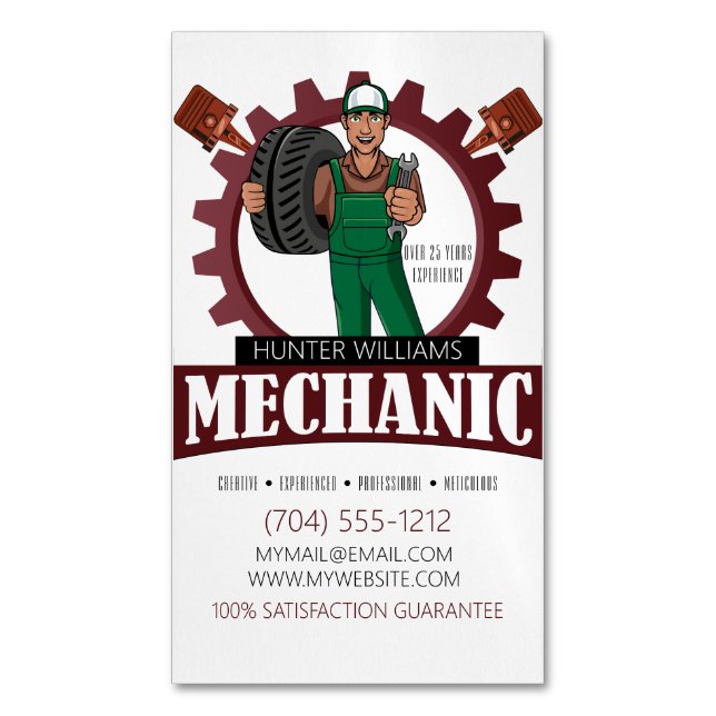 Carte De Visite Magnétique Entretien du moteur de réparation automobile (devant Vertical)