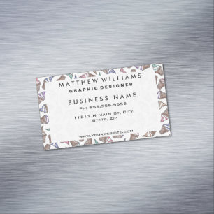 Carte De Visite Magnétique Eté Crème de glace Cones Tourbillonnant Aquarelle