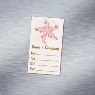 Carte De Visite Magnétique Étoiles de mer et motif pastel rose corail