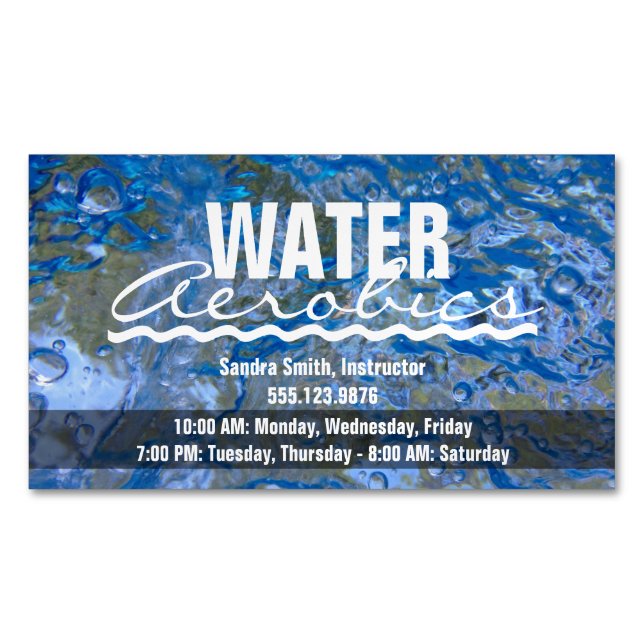 Carte De Visite Magnétique Faites une aérobic d'eau bleue de scintillement (devant)