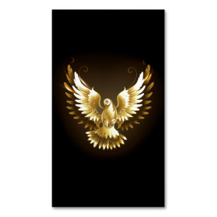 Carte De Visite Magnétique Faux Gold Foil Peace Dove en noir