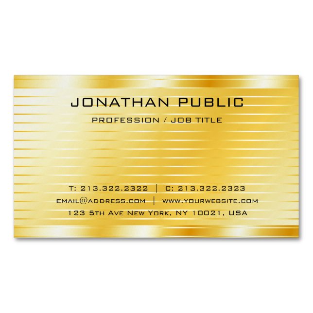Carte De Visite Magnétique Faux Gold Modern Elegant Professional Modèle (devant)