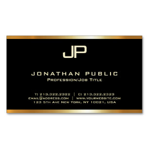 Carte De Visite Magnétique Faux Gold Monogramme Modern Élégant Modèle Glam