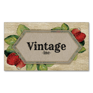 Carte De Visite Magnétique Ferme vintage aux fraises