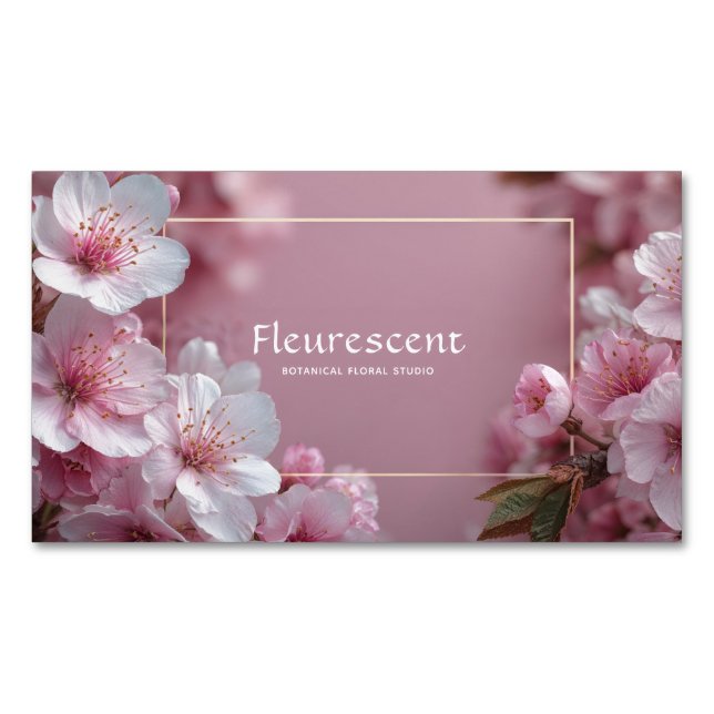 Carte De Visite Magnétique Fleur de cerisier rose doux Bokeh (devant)