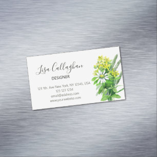 Carte De Visite Magnétique Fleur sauvage blanc et jaune
